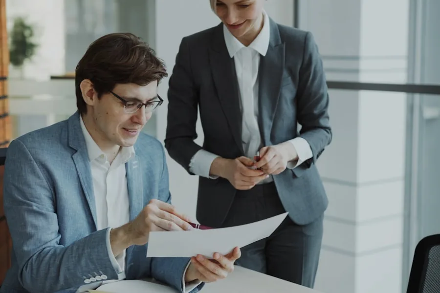 Couple reviewing cross-border tax documents